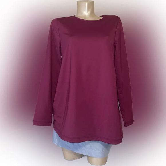 J Jill women’s shirt Large petite top crewneck long sleeve pink basic stretch - Picture 1 of 6